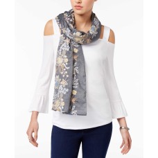 INC International Concepts Embroidered Floral Scarf –  Black – One Size