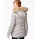  Faux-Fur-Hood Quilted Down Coat (Pebble, L)