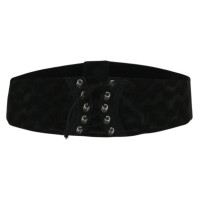 Inc International Concepts Floral Corset Stretch Belt (Black, S/M)