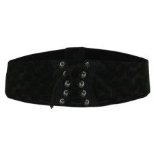 Inc International Concepts Floral Corset Stretch Belt (Black, S/M)