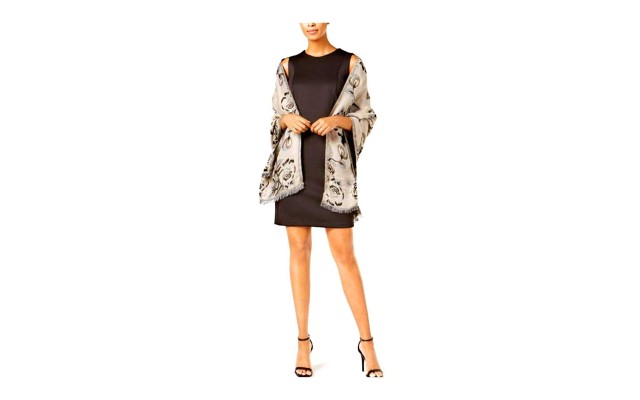  Floral Jacquard Wrap & Scarf (Beige)