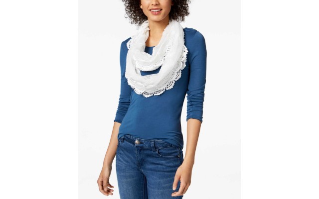  Floral Lace Infinity Scarf (Natural)