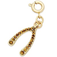 INC International Concepts Gold-Tone Crystal Wishbone Charm – Gold