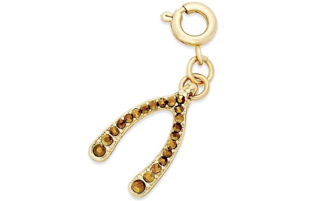  Gold-Tone Crystal Wishbone Charm – Gold