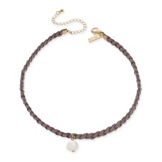 INC International Concepts Gold-Tone Faux-Suede Freshwater Pearl Choker Necklace – Gold