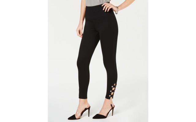 INC International Concepts Grommet Ladder Leggings (Black, M)
