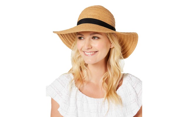  Grosgrain Woven Floppy Hat (Tan)