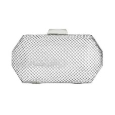 INC International Concepts Hope Mesh Geo Small Clutch (Silver)