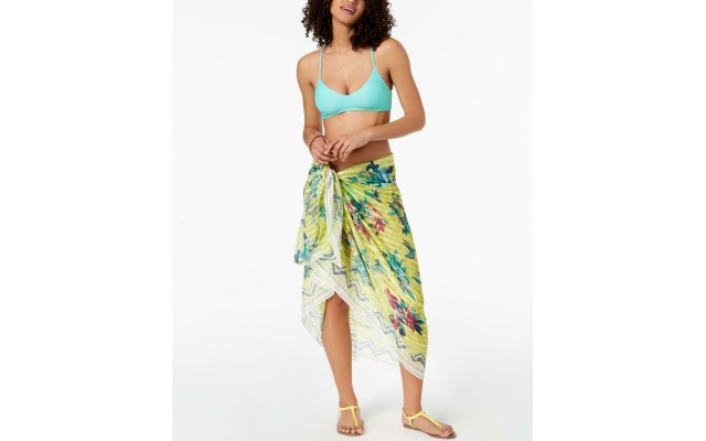  Hummingbird Floral Cover-Up & Wrap (Gold, One Size)