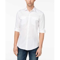 INC International Concepts I.N.C. Men’s Dobby Utility Shirt (White, XXL)
