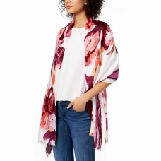INC International Concepts Inked Iris Pashmina Wrap Scarf (Papaya, One Size)
