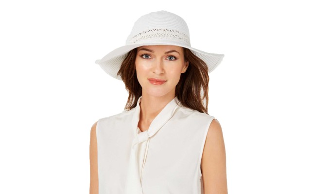  Lace-Insert Floppy Hat (Natural)