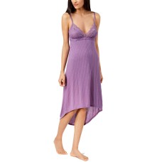 INC International Concepts Lace-Neckline Ribbed Chemise Nightgown (Purple, S)