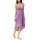  Lace-Neckline Ribbed Chemise Nightgown (Purple, S)