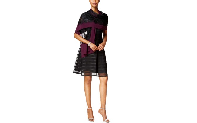 Lace Overlay Wrap (Medium Red, One Size)