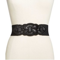 Inc International Concepts Lace Stone Stretch Belt (Black, S/M)