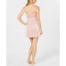  Lace-Trim Velvet Chemise Nightgown (Light Pink, XL)