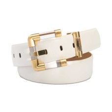 INC International Concepts Lucite Buckle Faux Leather Belt (Natural, S)