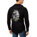  Men’s Embroidered Tiger Hooded Shirt (Black Wash, L)