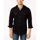  Men’s Embroidered Tiger Hooded Shirt (Black Wash, L)