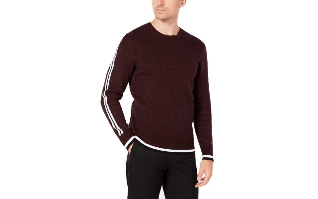  Mens Knit Casual Pullover Sweater (Red, XXL)