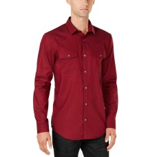 INC International Concepts Men’s Pax Dress Shirt (Licorice Red, XL)