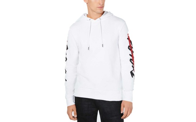  Men’s Sequin Graphic Hoodie (White, 2XL)