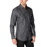 INC International Concepts Men’s Side Stripe  Shirt (Dark Chambray, XXL)