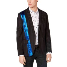 INC International Concepts Men’s Slim-Fit Pinstriped Pieced Blazer (Black, Large)