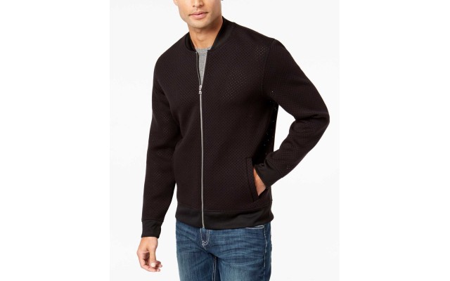  Men’s Zip-Front Jacket (Deep Black, M)