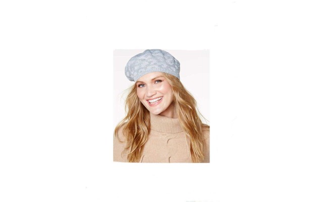  Metallic Animal Print Knit Beret (Gray)
