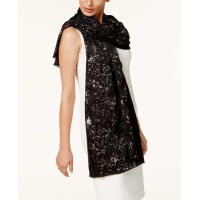 Inc International Concepts Metallic-Print Wrap & Scarf (Black)