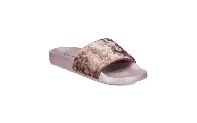  Metallic Velour Slide Slippers