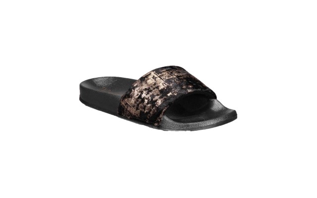  Metallic Velour Slide Slippers