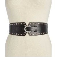 Inc International Concepts Mixed Metallic Grommet Stretch Belt (Black, S/M)
