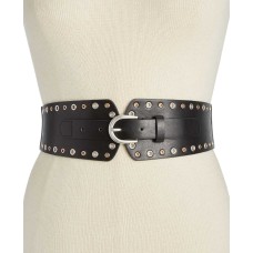Inc International Concepts Mixed Metallic Grommet Stretch Belt (Black, S/M)