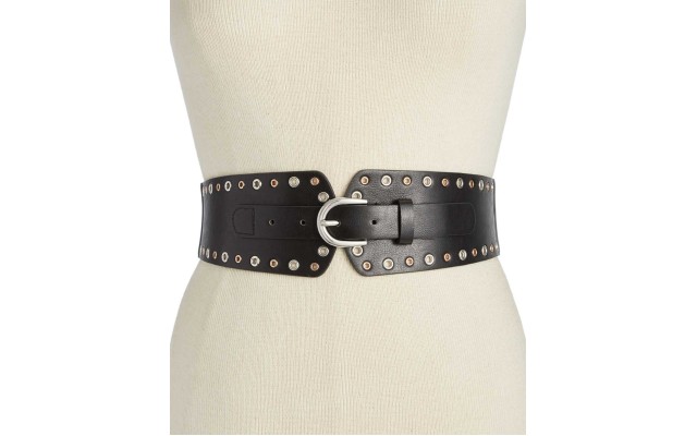  Mixed Metallic Grommet Stretch Belt (Black, S/M)