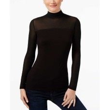 INC International Concepts Mock-Turtleneck Illusion Top (Green, One Size)