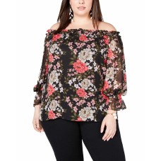 INC International Concepts Off-The-Shoulder Blouse (Black, 1X Plus)