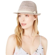 INC International Concepts Packable Crochet Fedora Hat (Beige)