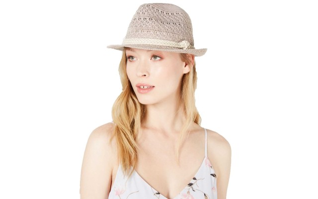  Packable Crochet Fedora Hat (Beige)
