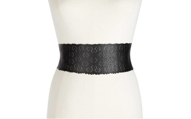  Perforated Tie-Sash Waist Belt (Black, S/M)