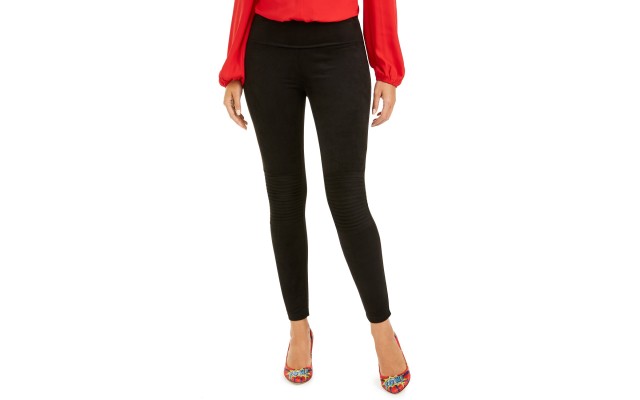  Pintucked Faux-Suede Leggings