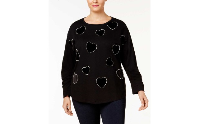  Plus Embellished Sweatshirt (Black, 1X)