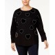  Plus Embellished Sweatshirt (Black, 1X)