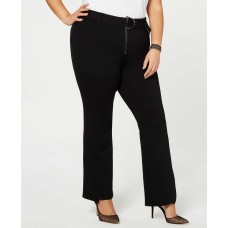 INC International Concepts Plus Size Belted Ponte Bootcut Pants (Black, 24W)