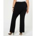  Plus Size Belted Ponte Bootcut Pants (Black, 24W)