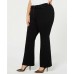  Plus Size Belted Ponte Bootcut Pants (Black, 24W)
