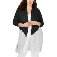 INC International Concepts Plus Size Colorblocked Completer Sweater (Black, 0X)