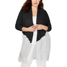 INC International Concepts Plus Size Colorblocked Completer Sweater (Black, 0X)